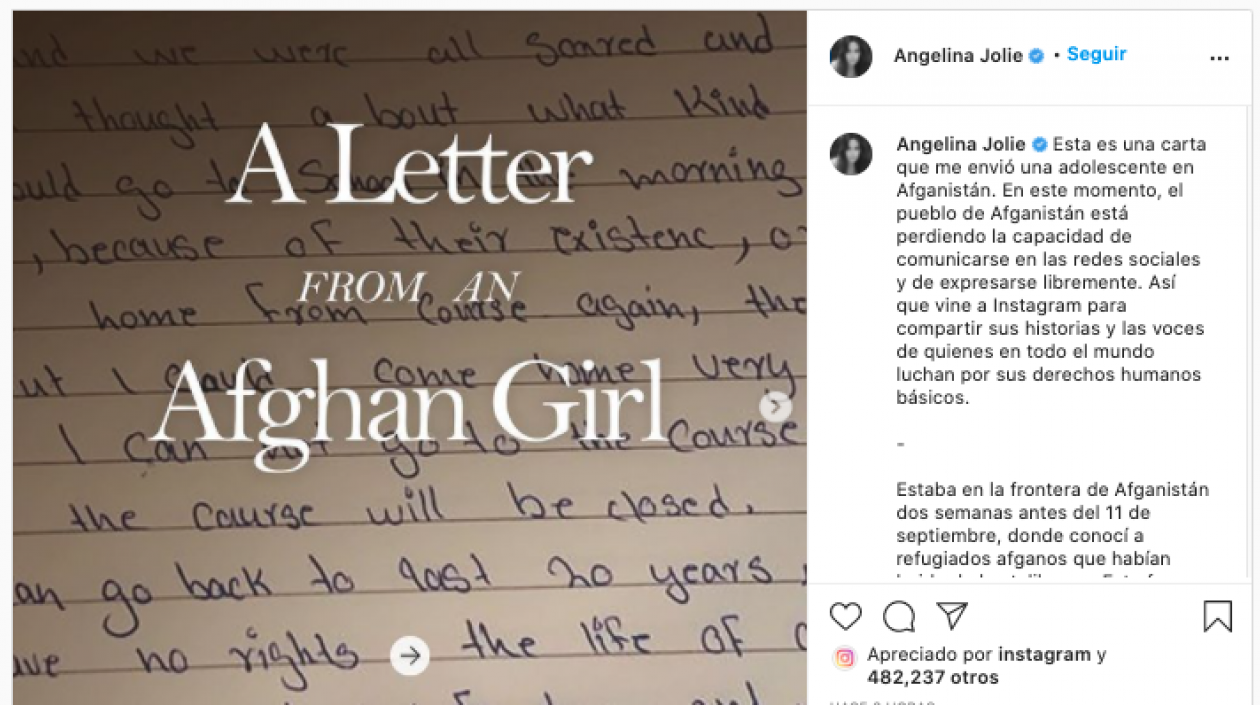 Publicación de la actriz Angelina Jolie.