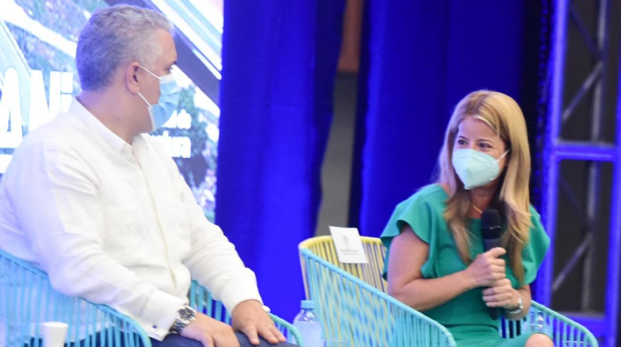 El Presidente Iván Duque y la Gobernadora Elsa Noguera.