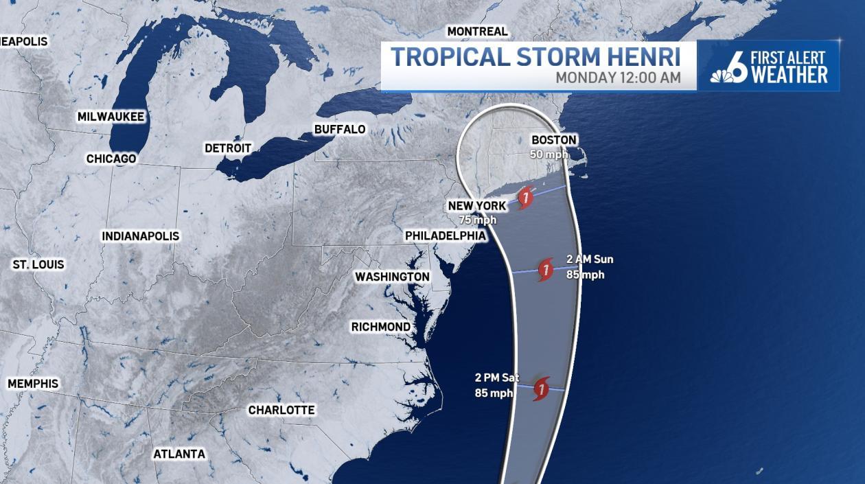 Así se ve cómo avanza la tormenta Henri.
