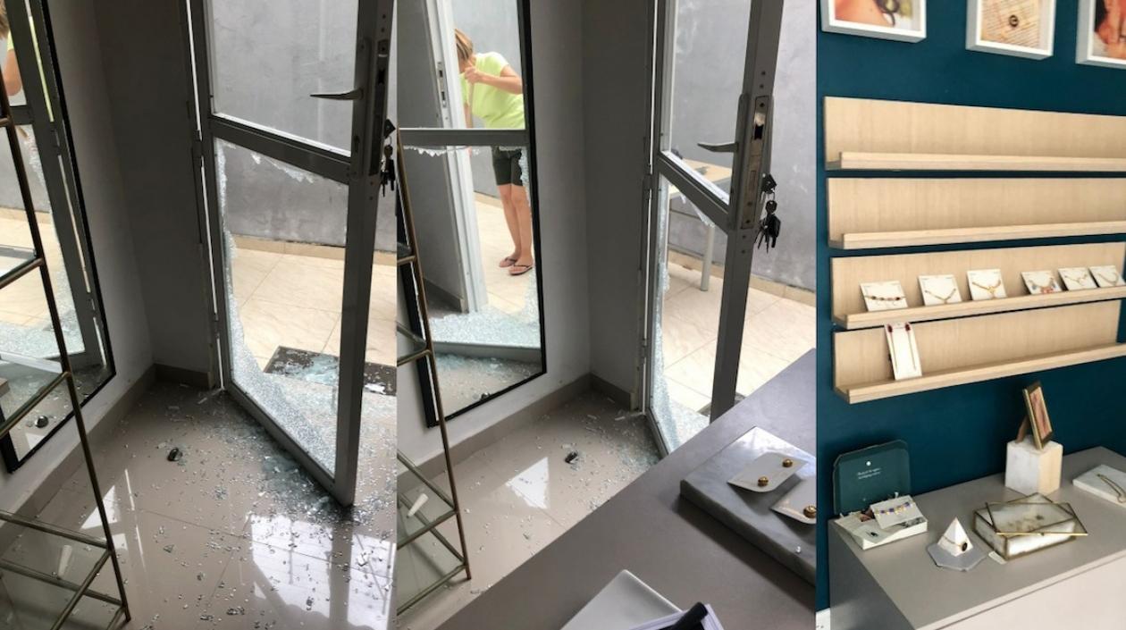 Destrozos y saqueo en la joyería.