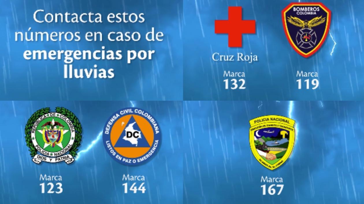 Estos son los números de emergencia.