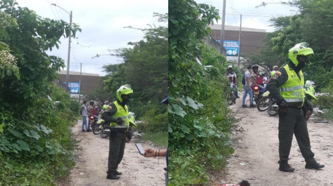 La Policía acordonó la trocha donde fue encontrado el cuerpo. 