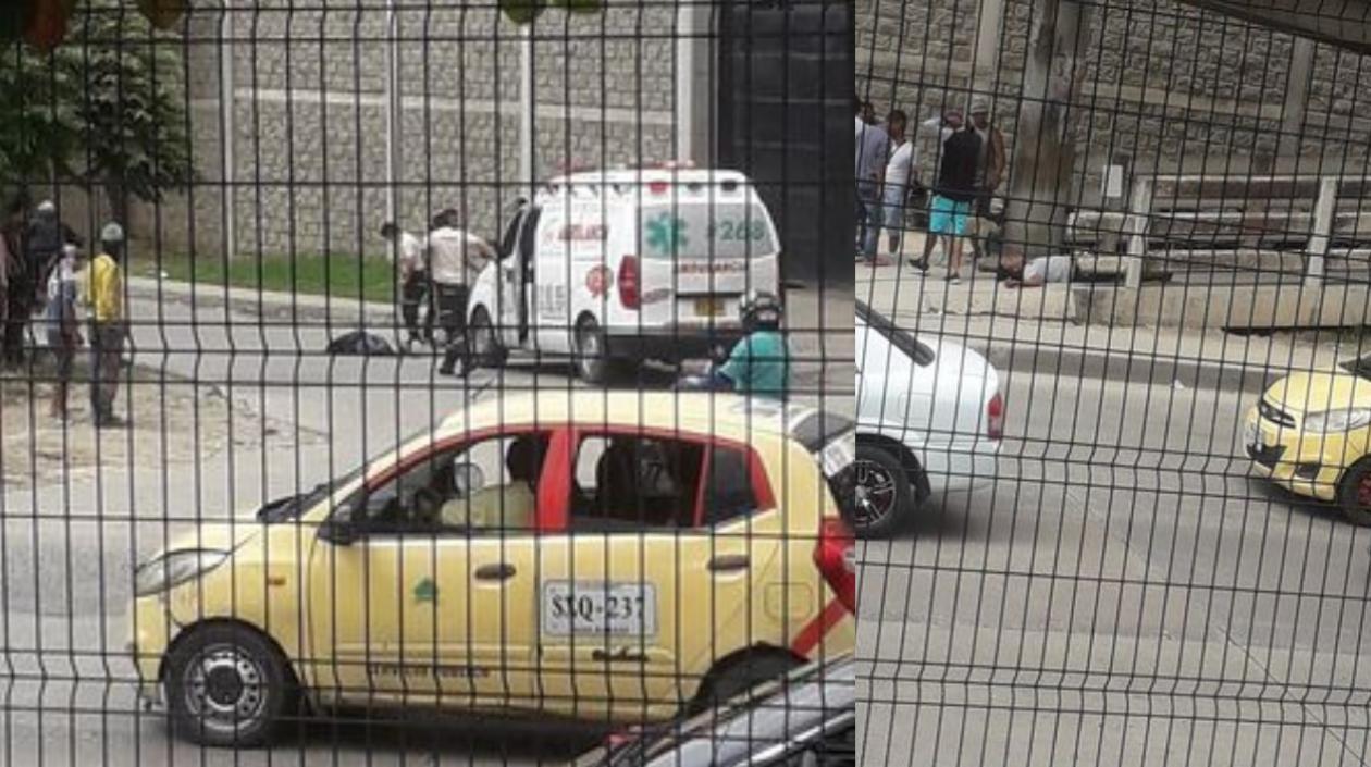 Momentos en que los heridos a bala eran auxiliados en la Circunvalar y llevados en ambulancia a centros asistenciales. 