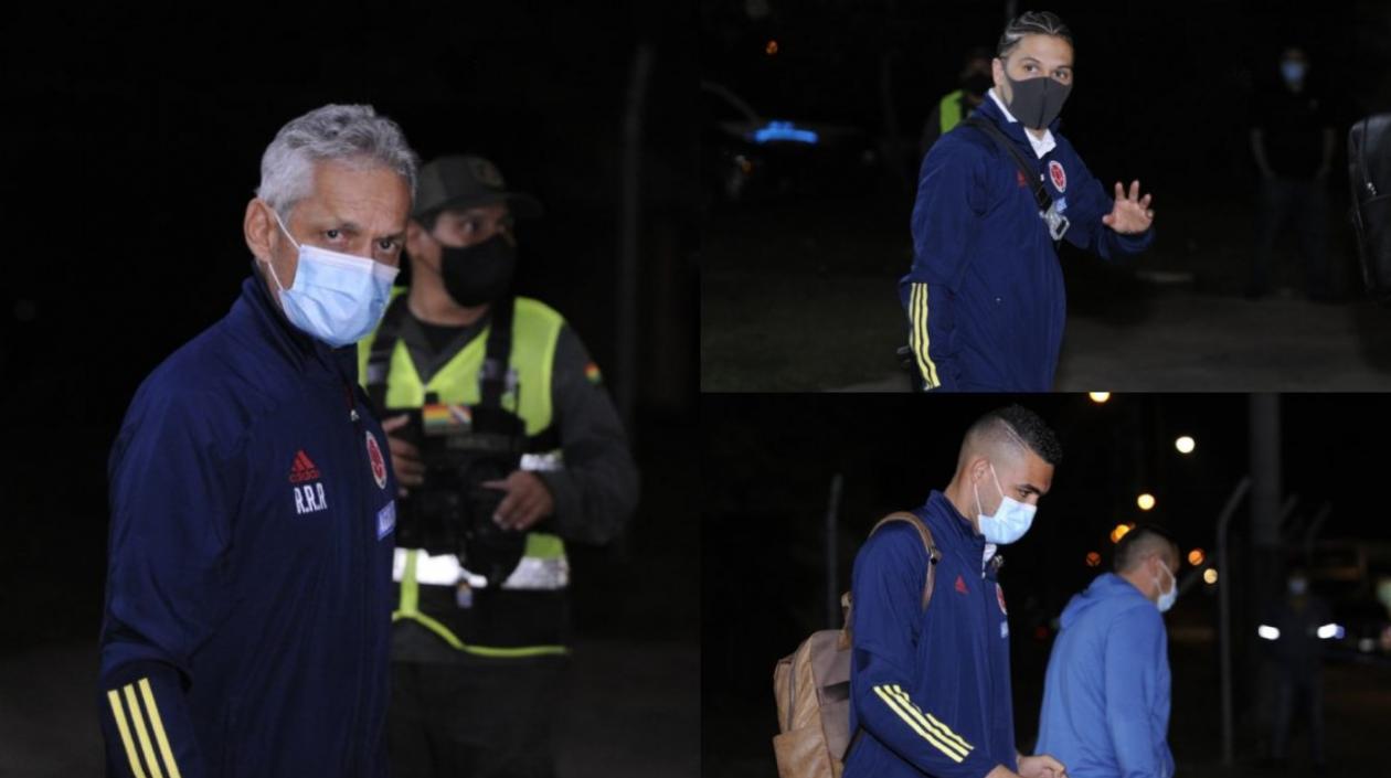 Reinaldo Rueda, Juan Fernando Quintero y Álvaro Montero al llegar a Bolivia.