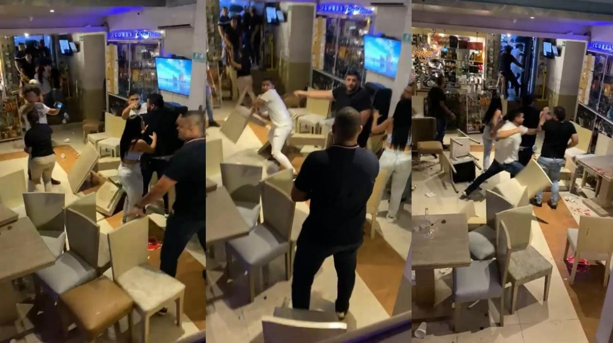 Momento de la pelea dentro del bar. 