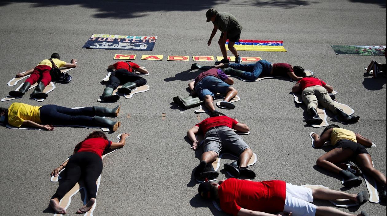 Protesta de colombianos en Madrid