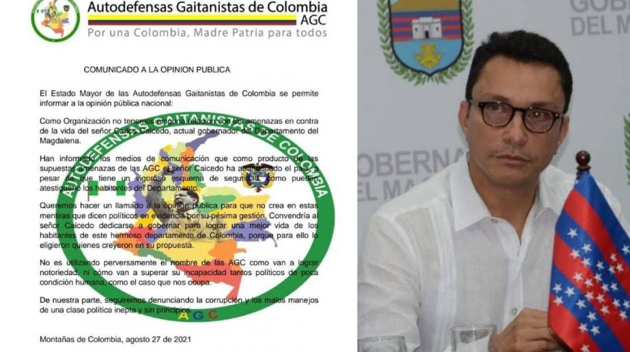 El comunicado y Carlos Caicedo.