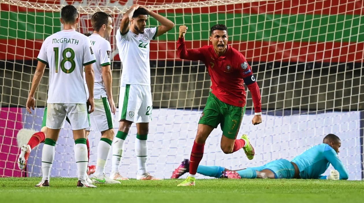 Cristiano Ronaldo al marcar su gol 110.