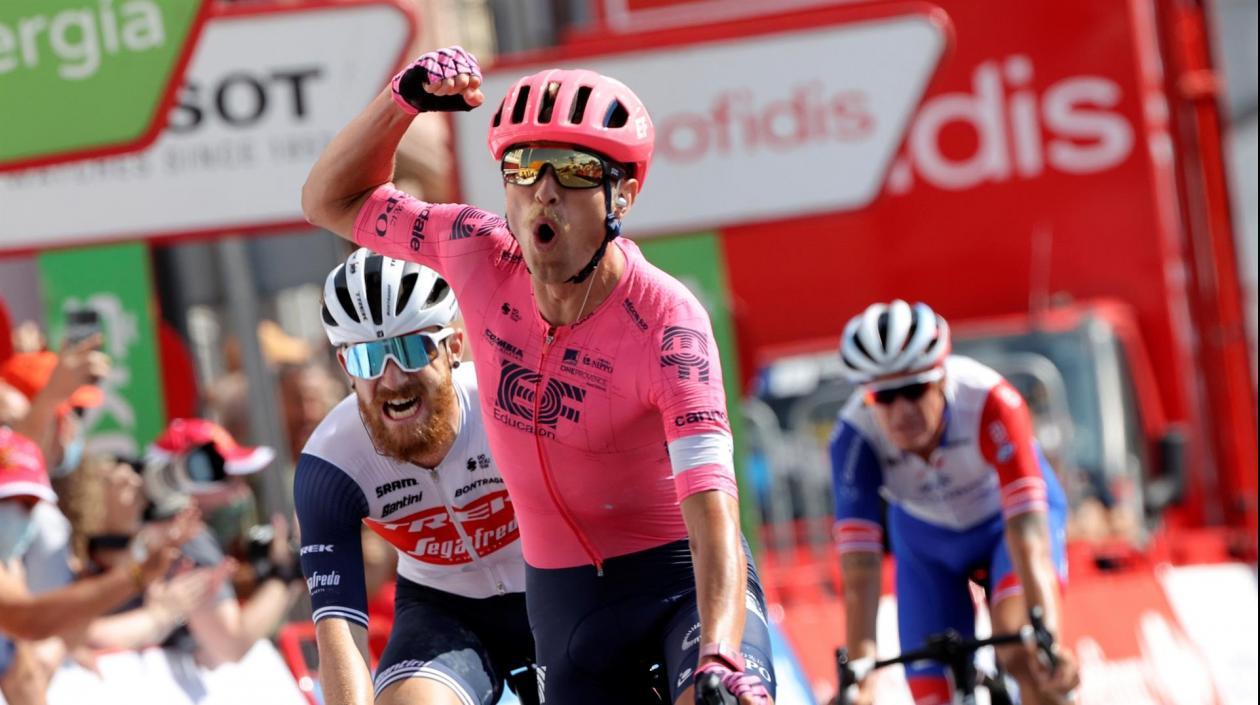 Magnus Cort Nielsen celebra su tercera victoria. 