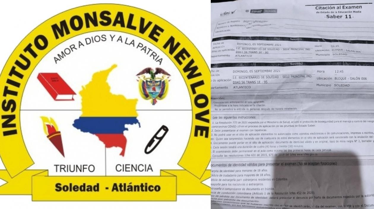 Instituto Monsalve Newlove y una de las citaciones.