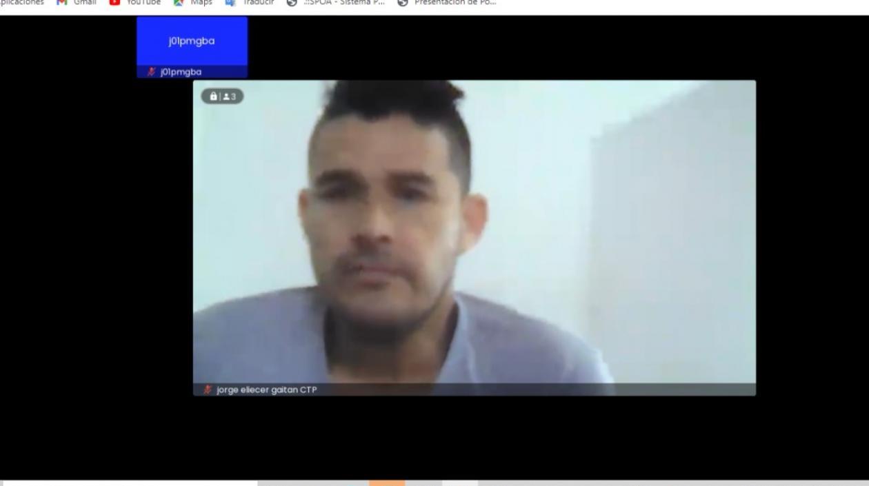 Jorge Eliécer Gaitán durante la audiencia virtual. 