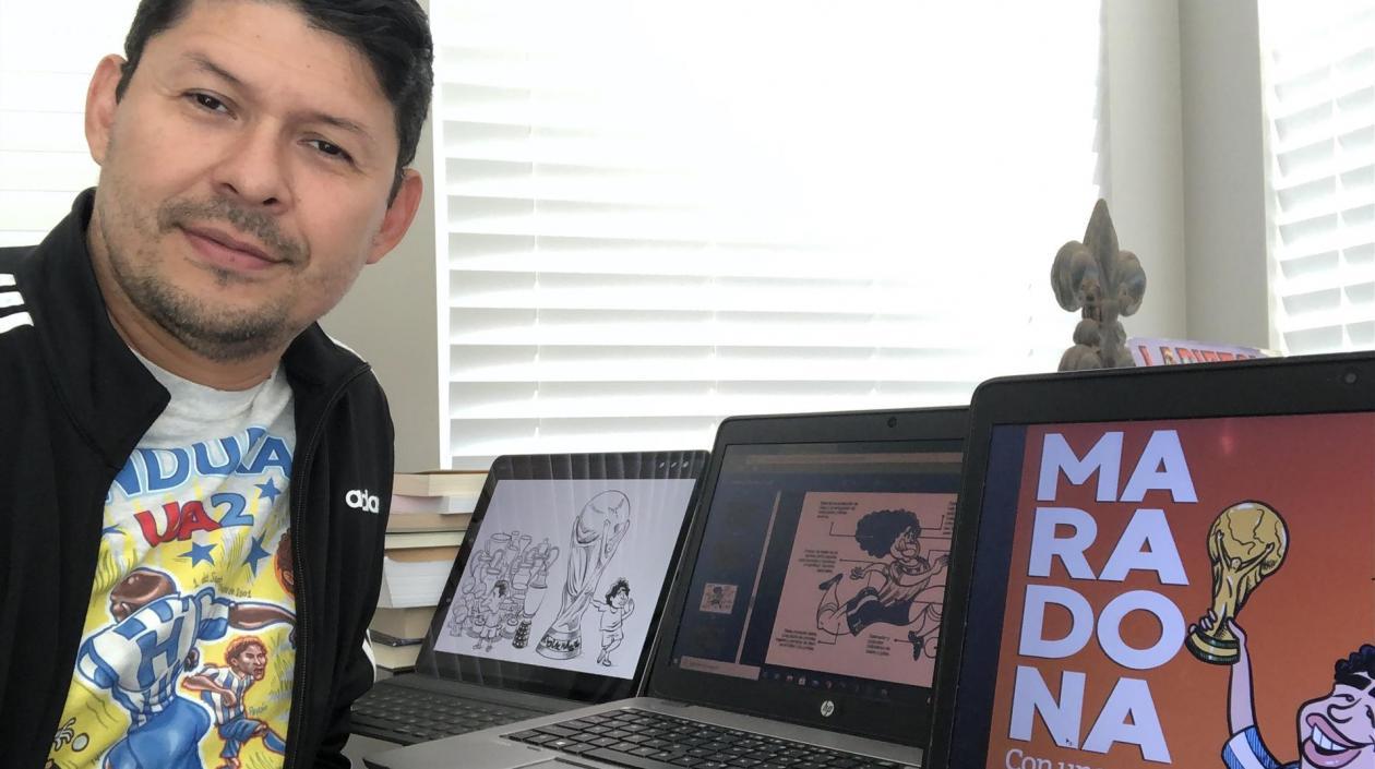 Luis Chávez, "Chaveztoon", autor del libro. 