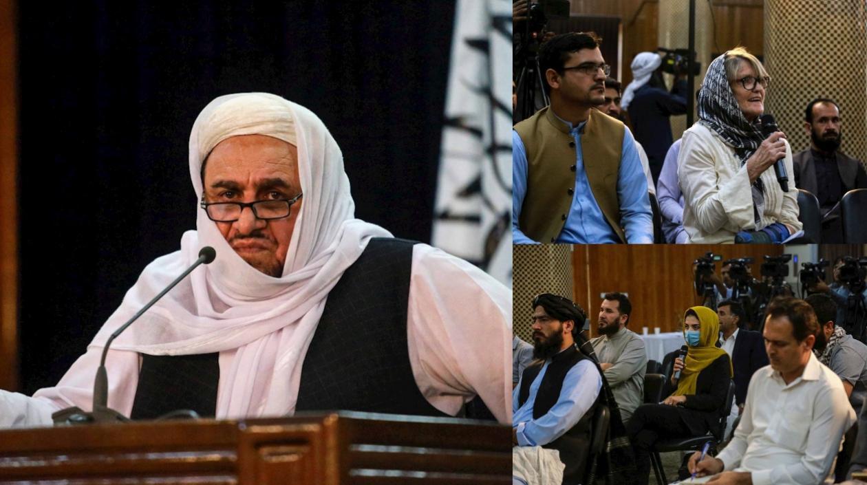 Ministro de Educación de Afganistán en rueda de prensa.