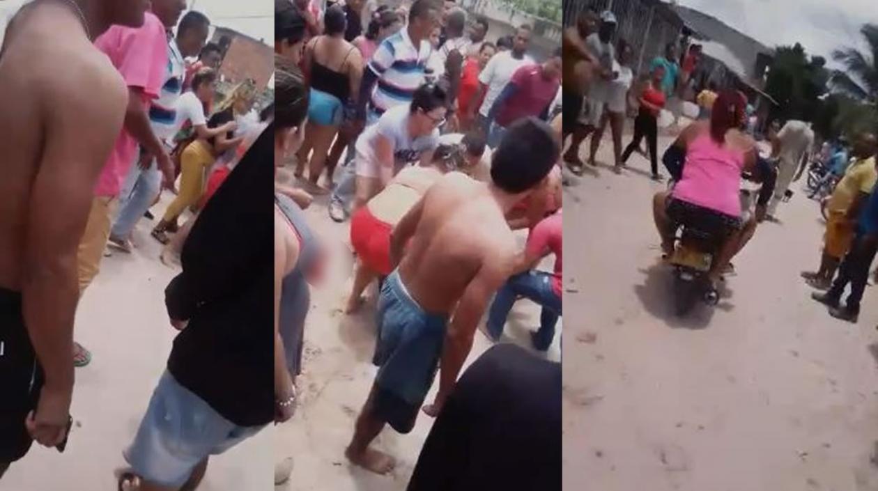 Momentos en que la víctima era auxiliada y llevada en moto a una clínica cercana. 