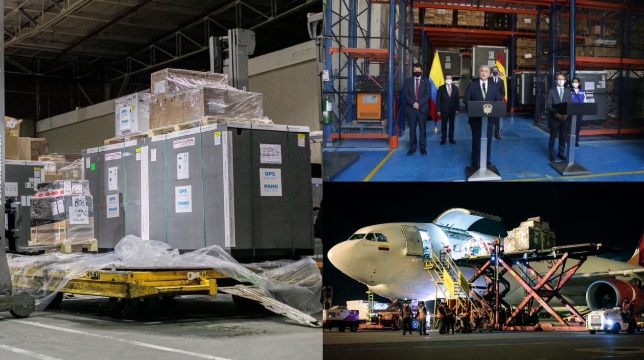 El lote de vacunas y el Presidente Iván Duque.