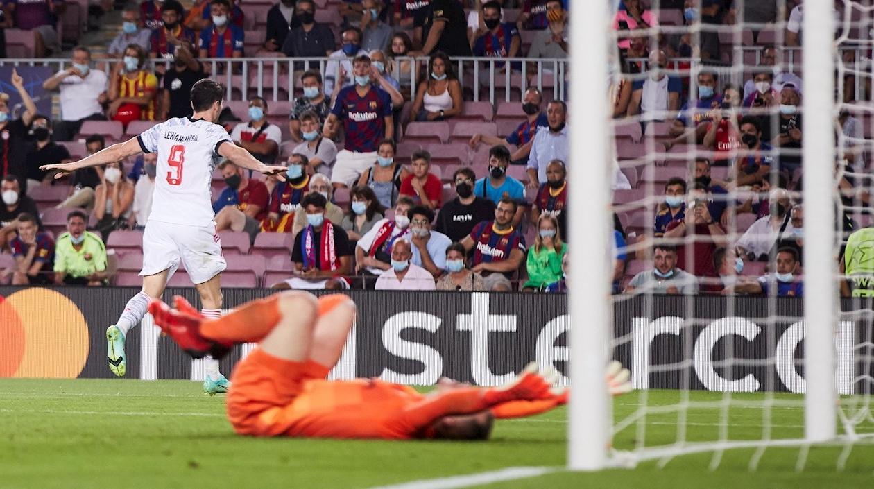 La celebración de Robert Lewandovski.