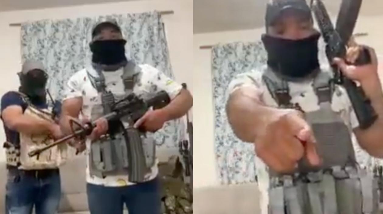 Hombres armados cuando lanzaban las amenazas.