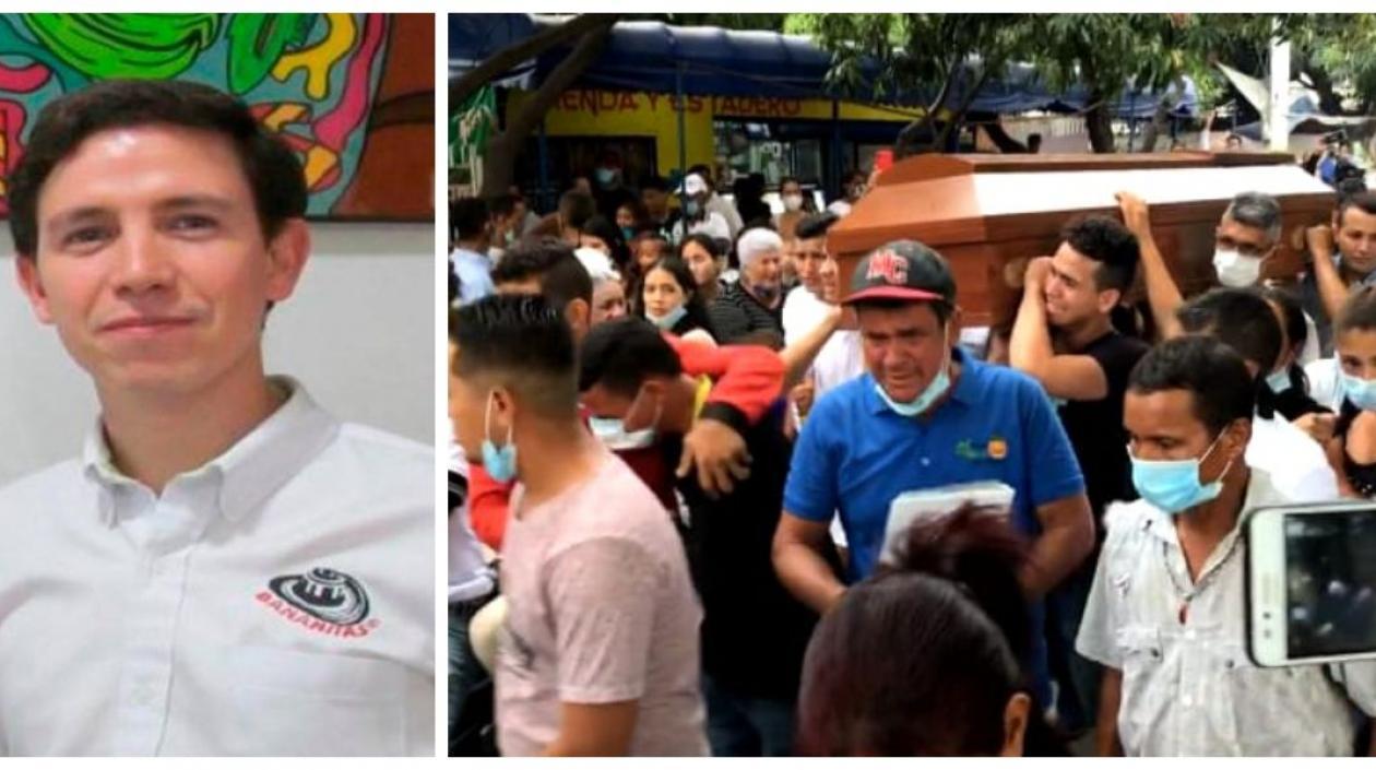 Enrique Vives y sepelio de una de las víctimas.