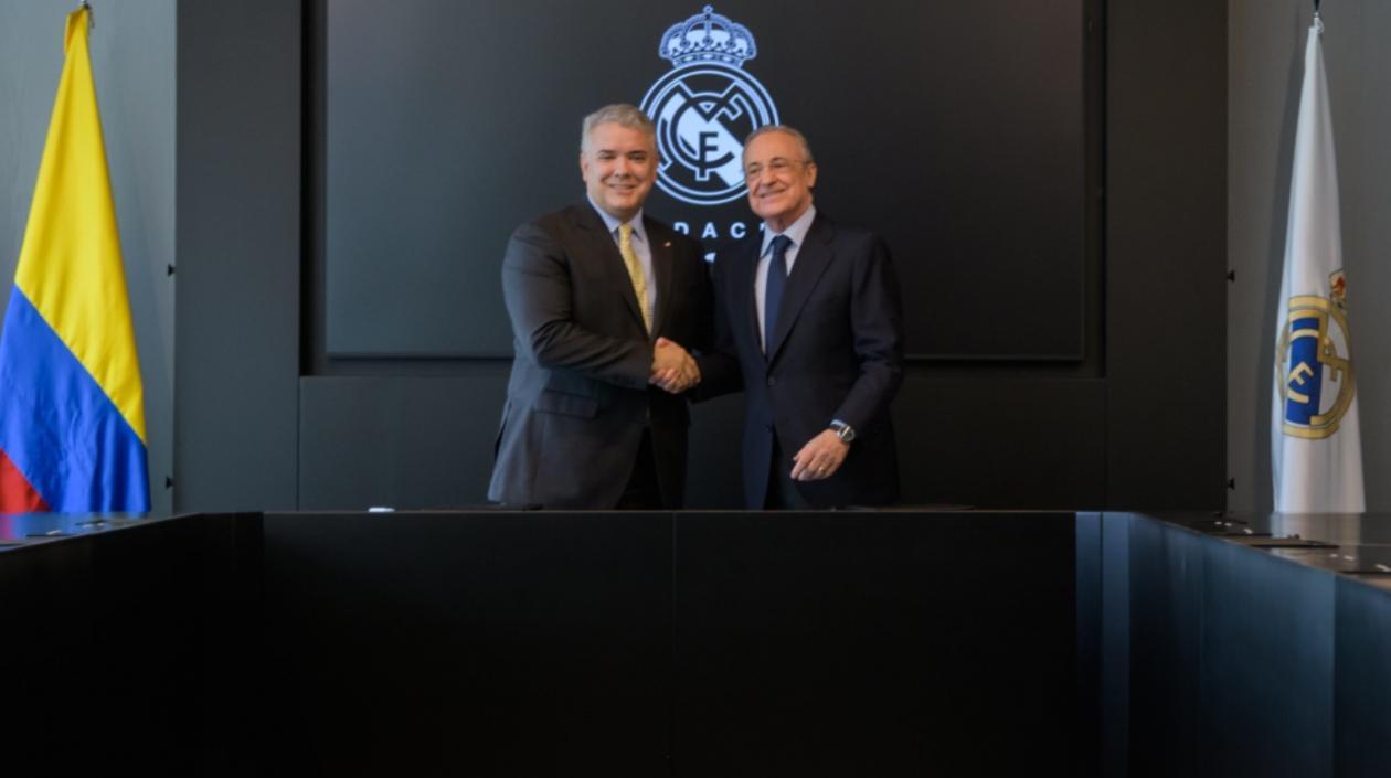 El Presidente Iván Duque y Florentino Pérez.