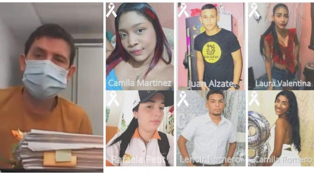 Enrique Vives Caballero y las víctimas de la tragedia.