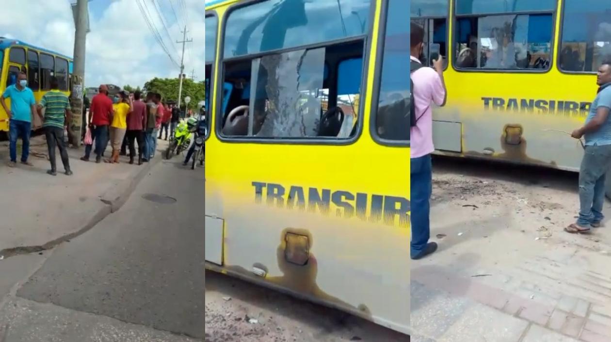 Así quedó el bus tras el ataque