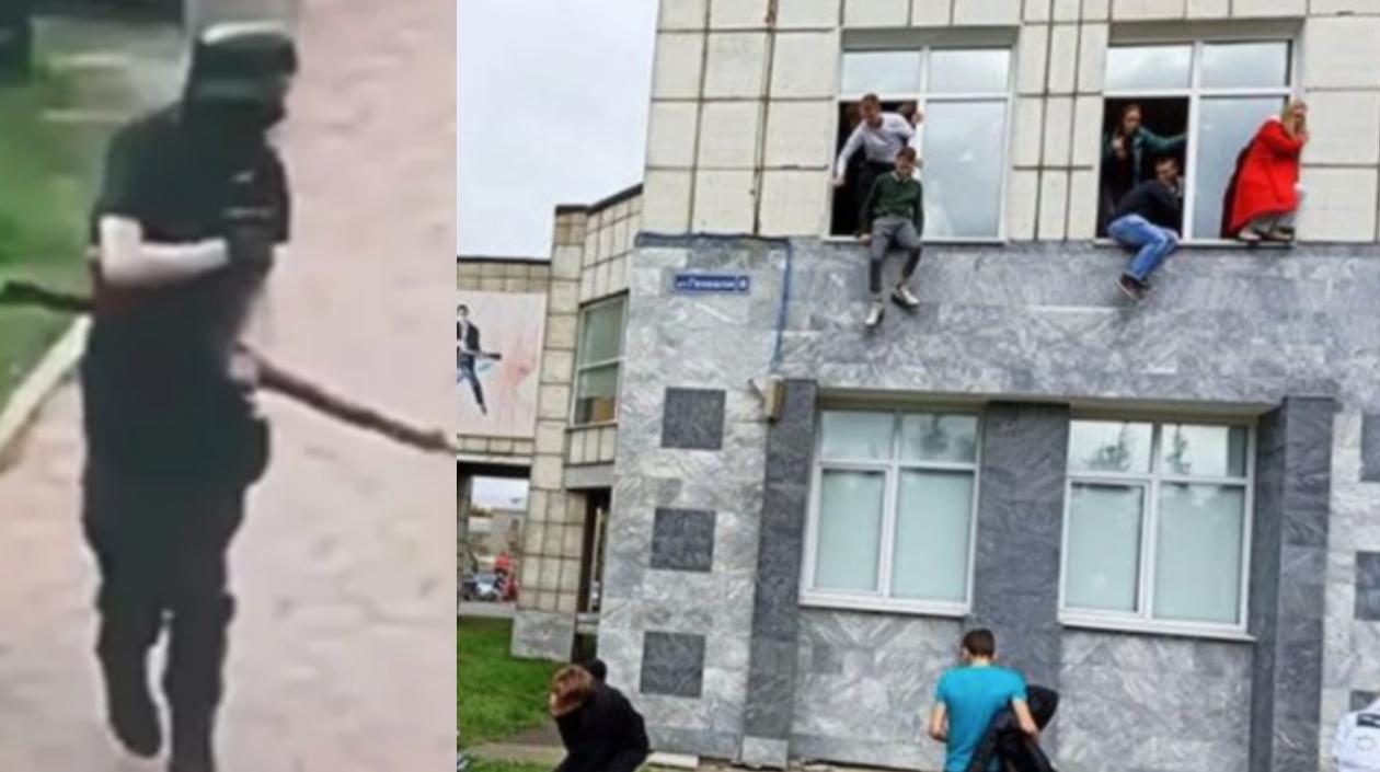 El autor del tiroteo y los estudiantes.