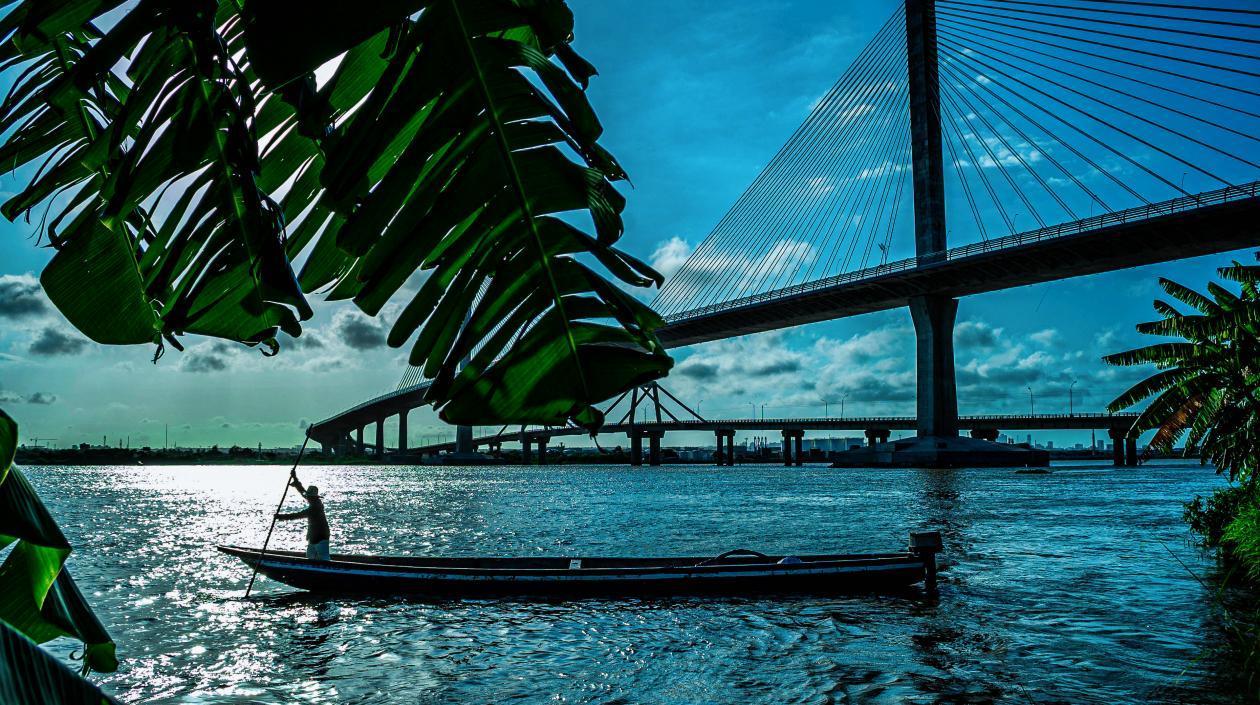 Río Magdalena Isla Pensilvania. No importaron las picaduras de mosquitos en galladas, las culebras acechando y la humedad del ambiente. Solo quería retratar nuestro hermoso puente Pumarejo con una figura humana.