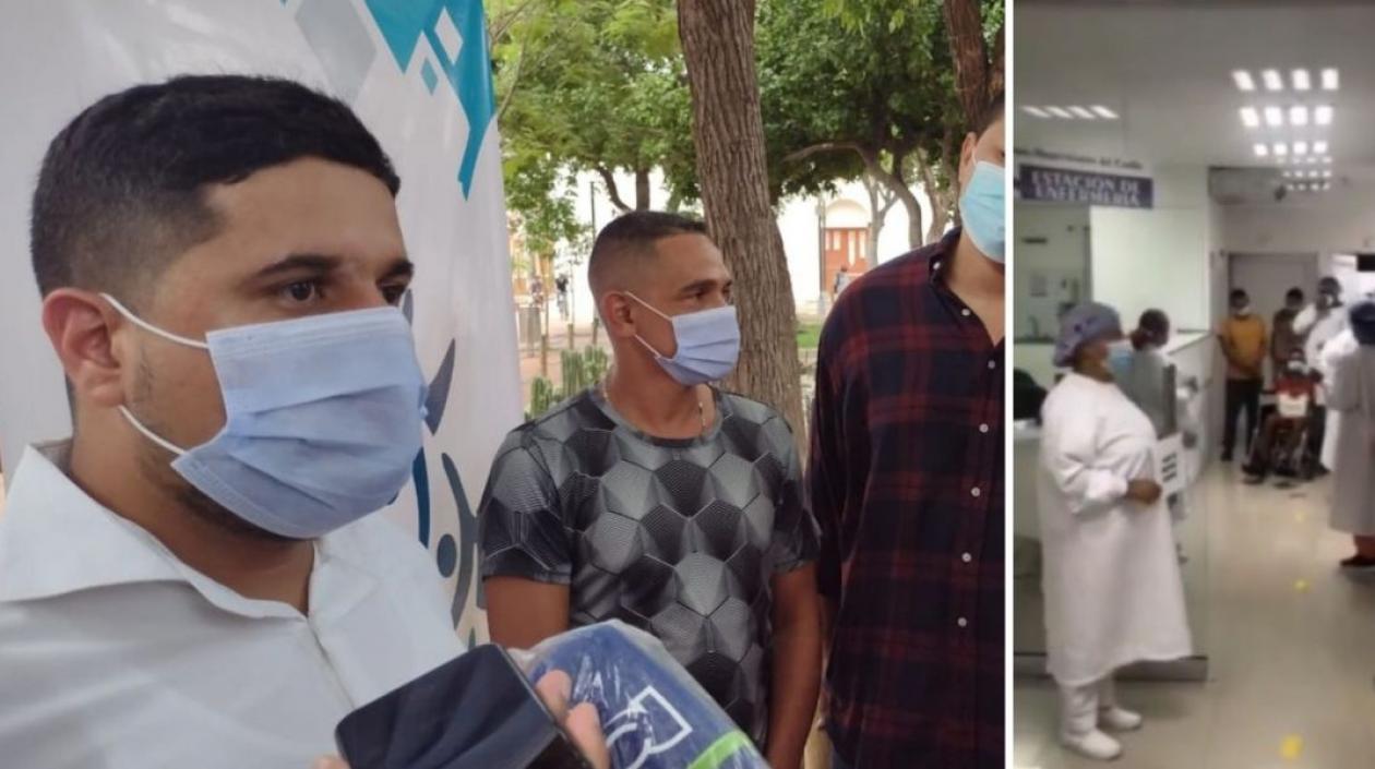 Familia y el menor saliendo del hospital.