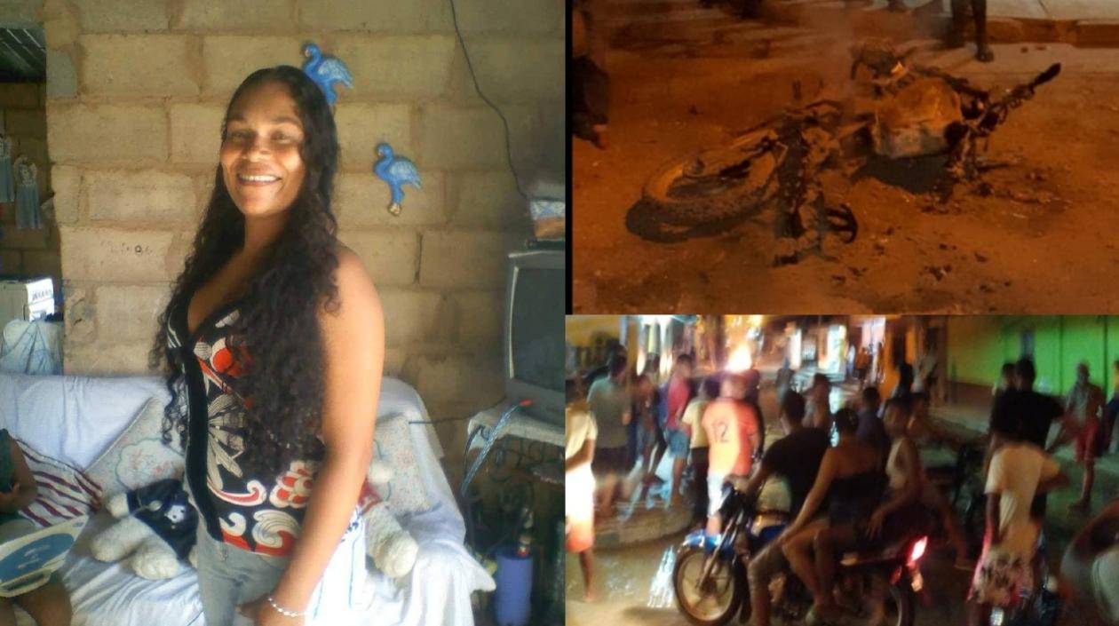 Carmen Alicia Munive (izquierda); y asonada tras su crimen, derecha. 