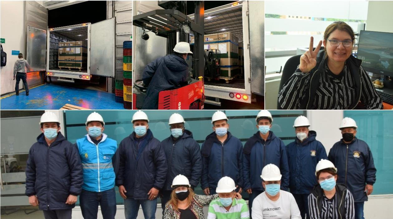 Equipo que opera la logística de las vacunas. En la foto arriba derecha, Jacqueline Nieto Rosas.