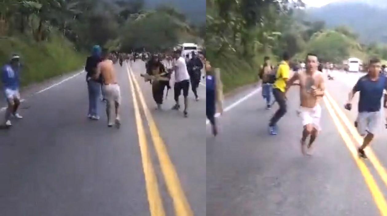 La pelea en plena carretera.