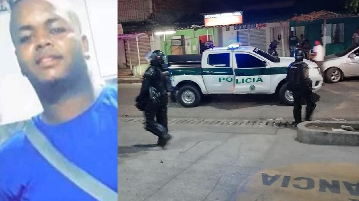 La víctima y el Esmad en el lugar de los hechos.