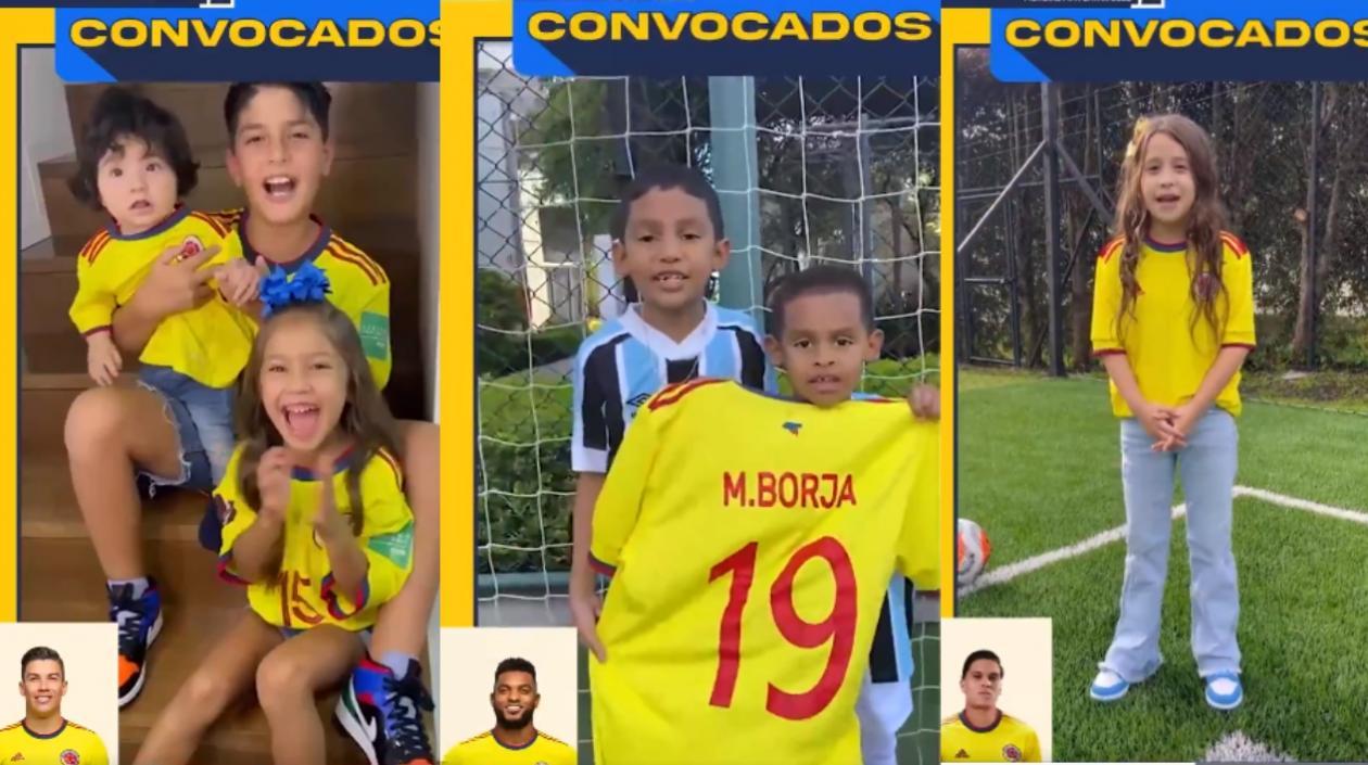 En la foto los hijos de Mateus Uribe, Miguel Borja y Juan Fernando Quintero,