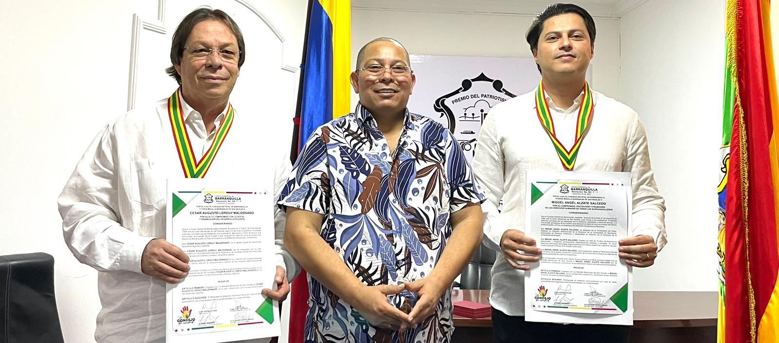 César Lorduy, Juan Carlos Ospino y Miguel Alzate.