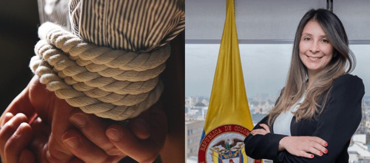 Imagen de referencia y la secretaria general del MinJusticia, Helen Ortiz.