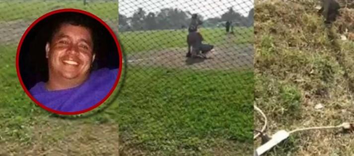 Rafael Morales en la cancha en donde cayó a manos de hombre armado.