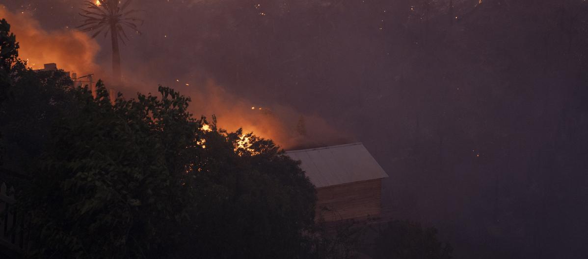 Casas afectadas por el incendio.