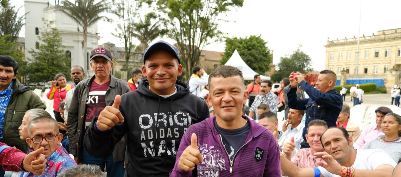 Algunos de los habitantes en situación de calle que asistieron a la novena en Casa de Nariño.