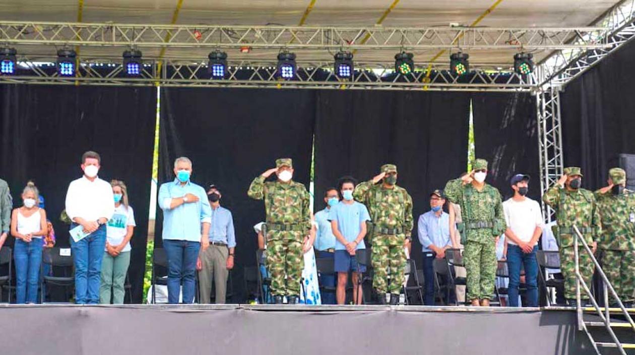 El presidente Iván Duque durante el acto en Cartagena.