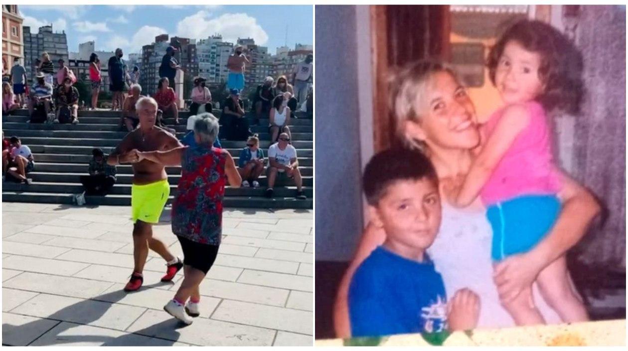 Elsa y Rubén y una foto de sus hijos cuando niños. 