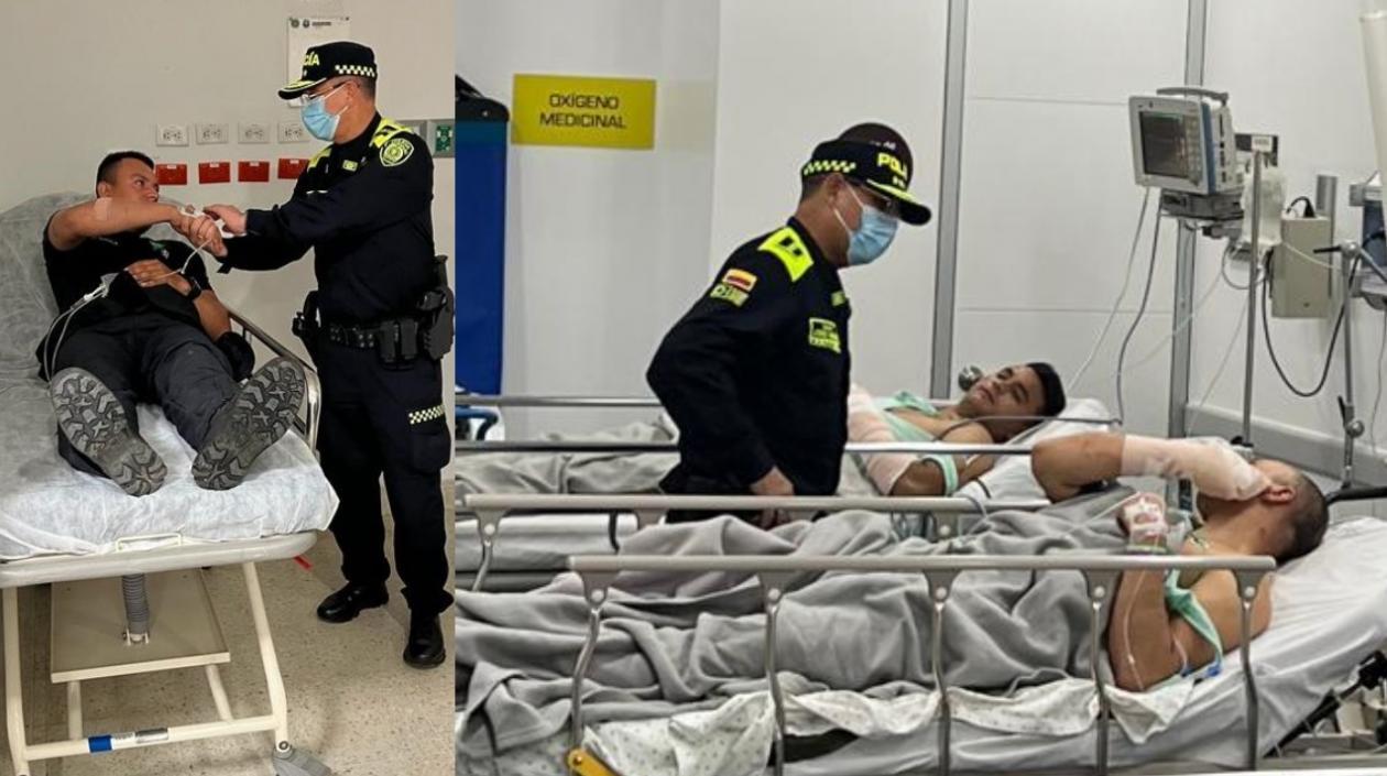 El director de la Policía, general Jorge Luis Vargas, visita a los uniformados heridos.