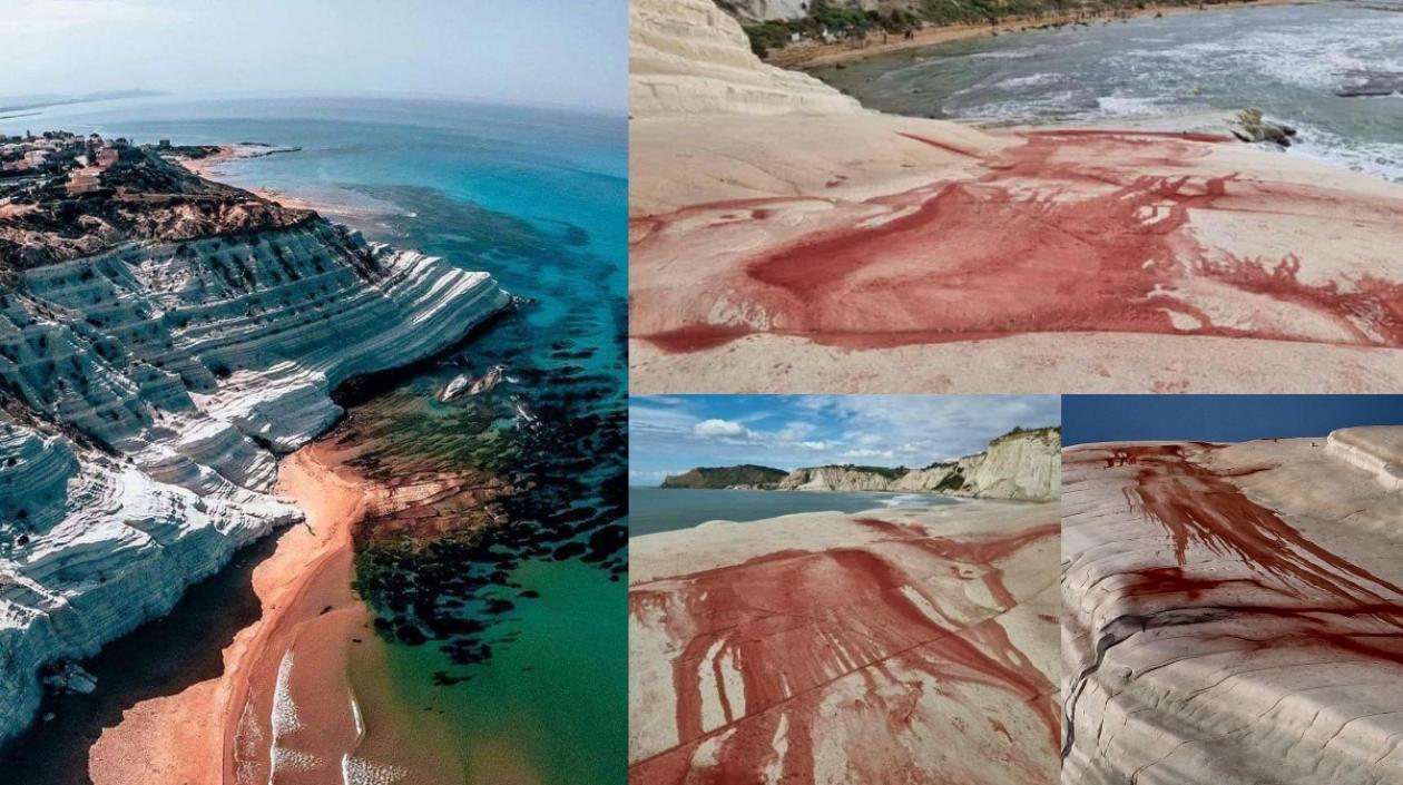 Acantilados icónicos de Scala dei Turchi de Italia desfigurados por vándalos.