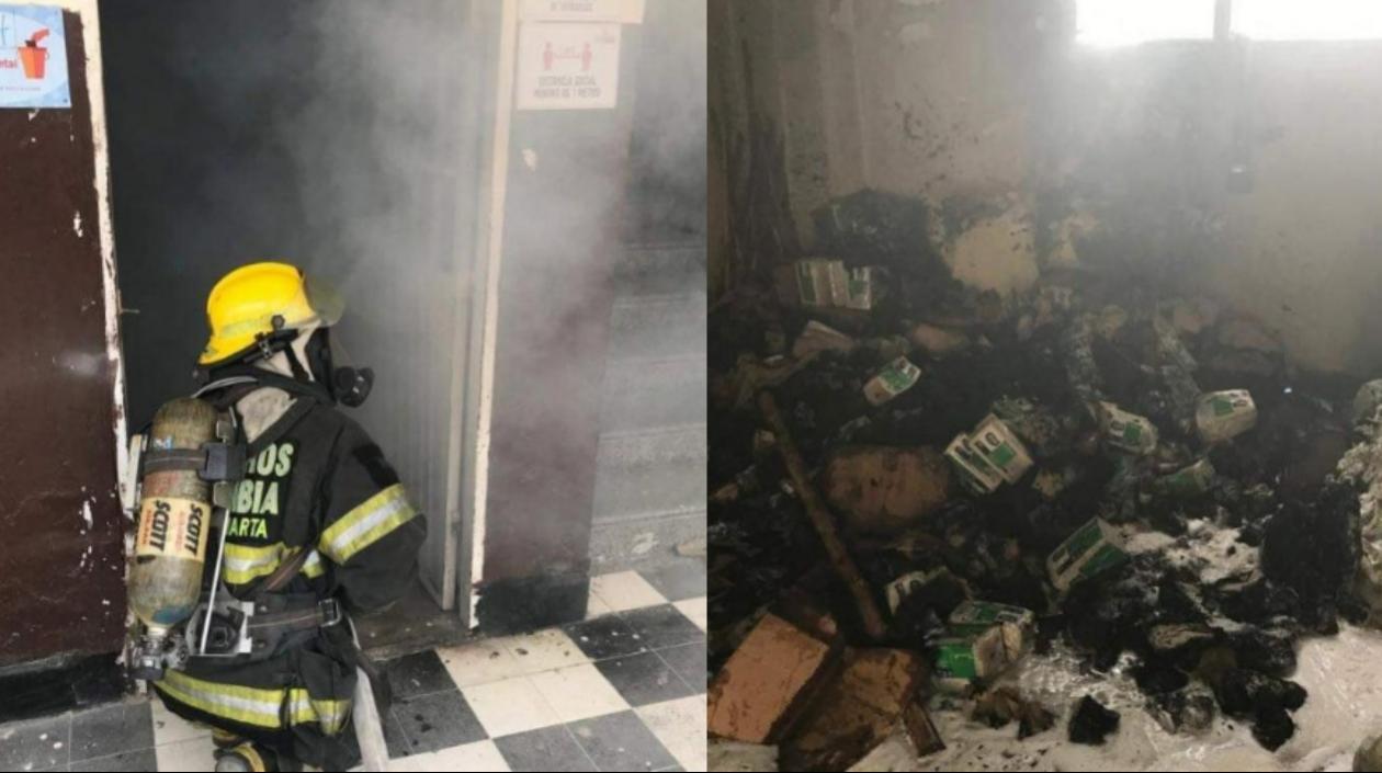 Momentos en que los bomberos controlaban la conflagración. 