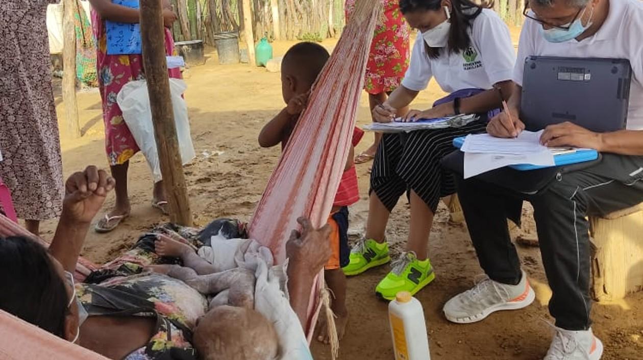 Bebé wayúu sufriendo de desnutrición. 