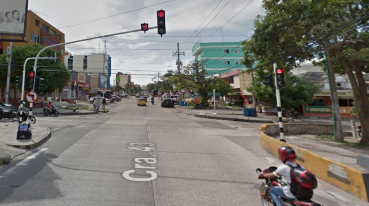 Carrera 43 con calle 79, donde ocurrió la balacera. 