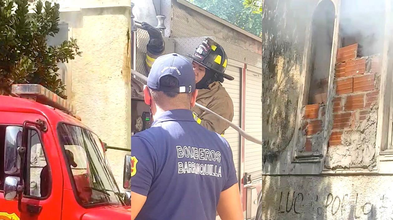 El Cuerpo de Bomberos controlando la situación.
