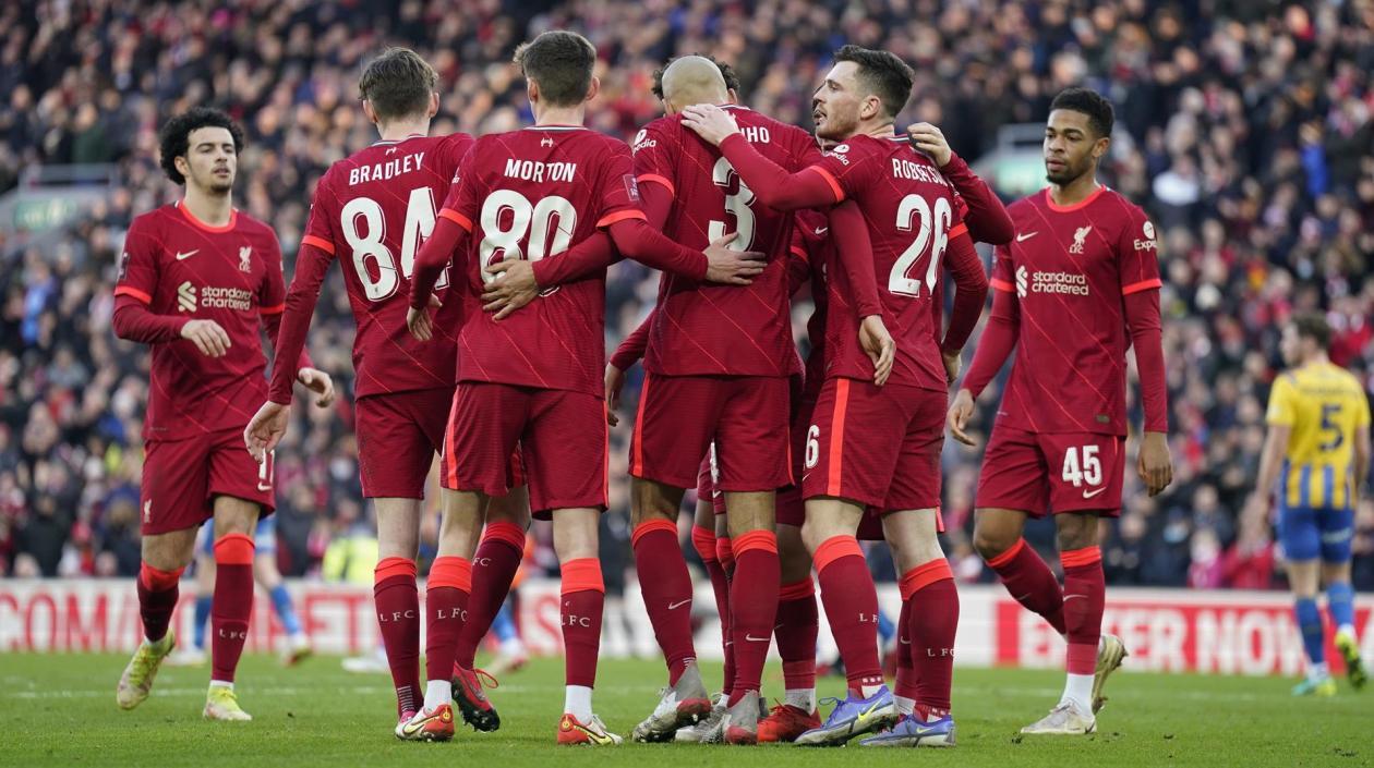 Fabinho celebra el primer gol del partido. 