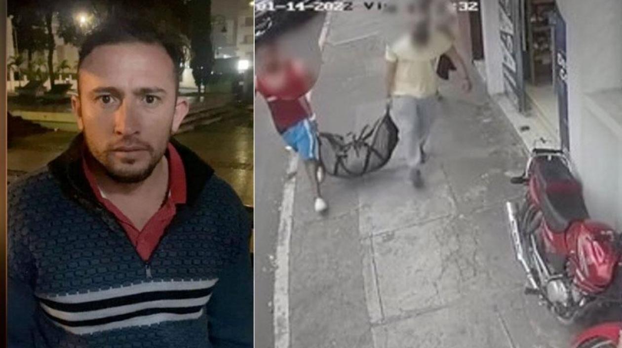 Edwin Yesid Medina Ardila quedó grabado en una cámara de seguridad sacando el cuerpo de la mujer en una maleta. 