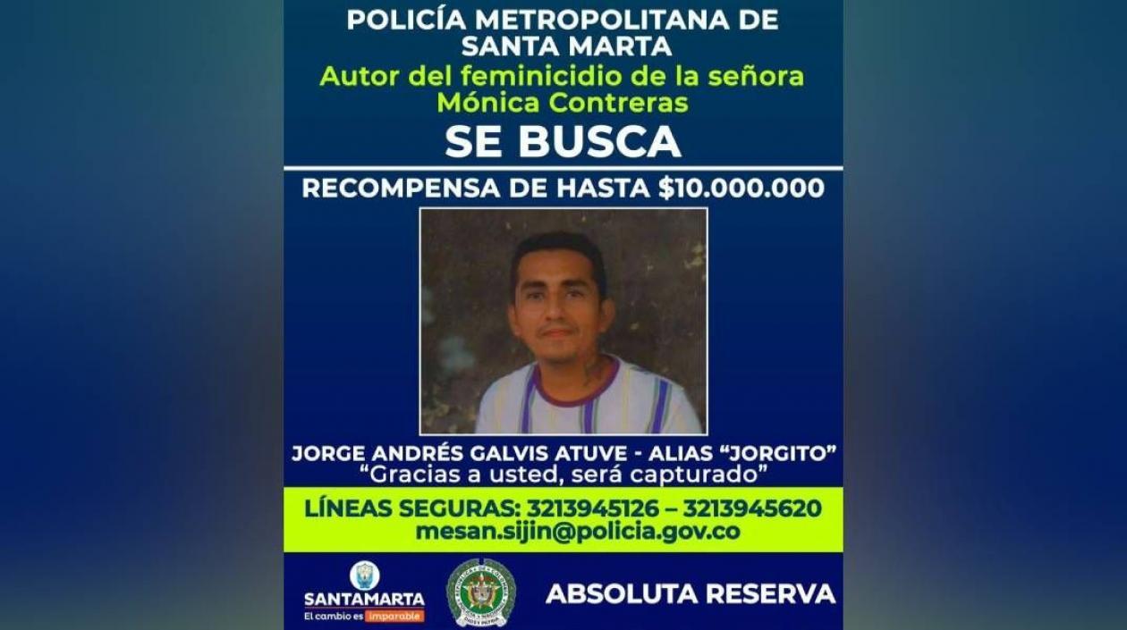 Cartel para dar con el paradero del presunto feminicida. 