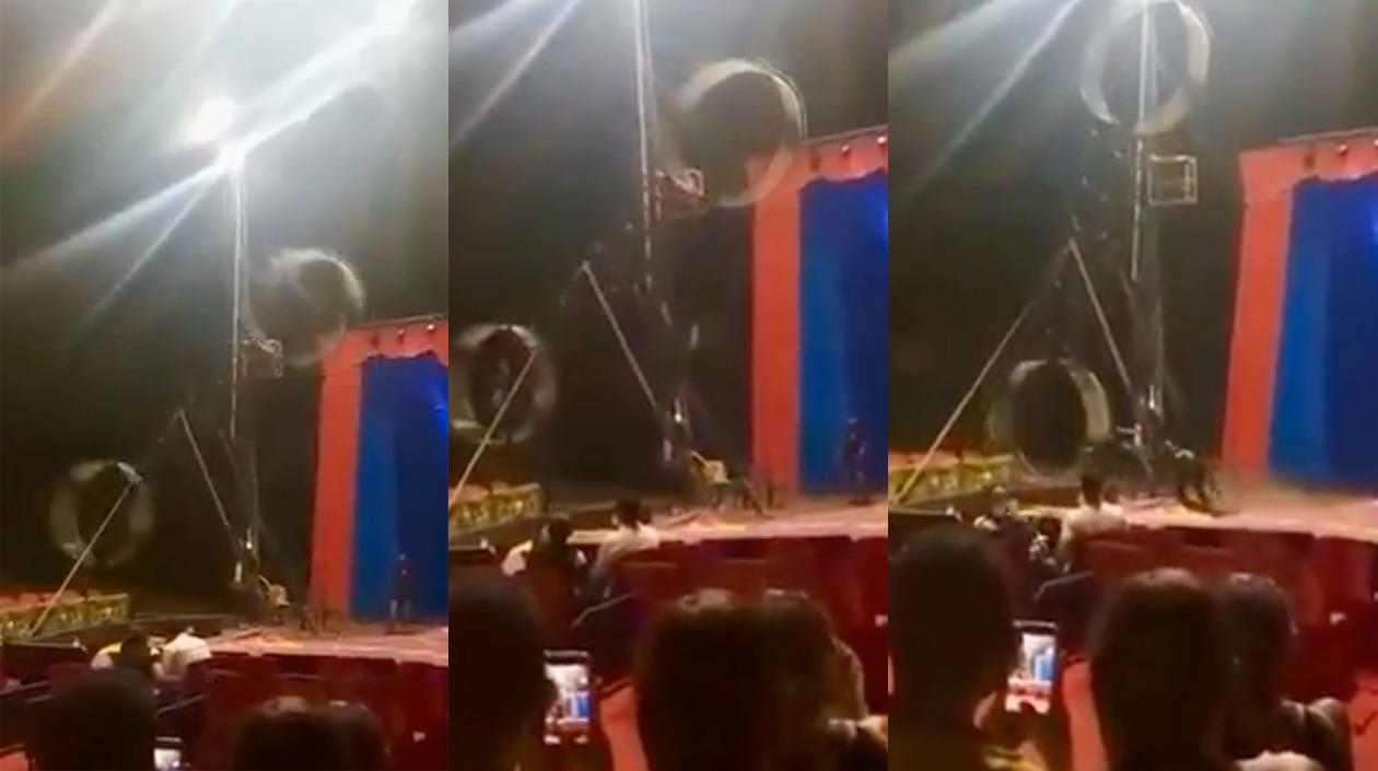 Momento en que ocurrió el accidente en el circo. 